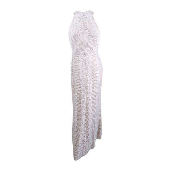 Nightway Women's Lace Halter Gown - Ivory/Nude - Picture 3 of 3